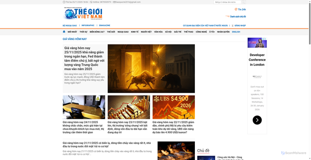 Security scan screenshot of https://baoquocte.vn/gia-vang-hom-nay