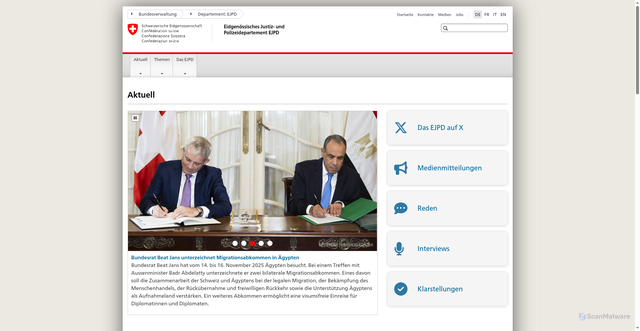 Security scan screenshot of https://www.ejpd.admin.ch/ejpd/de/home.html