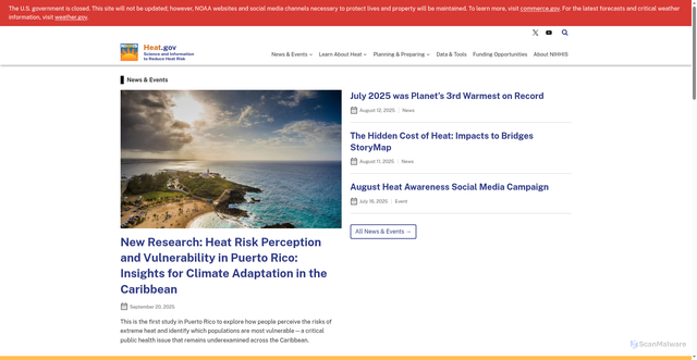 Security scan screenshot of https://heat.gov/