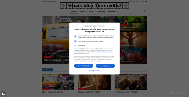 Security scan screenshot of https://aftercredits.com/
