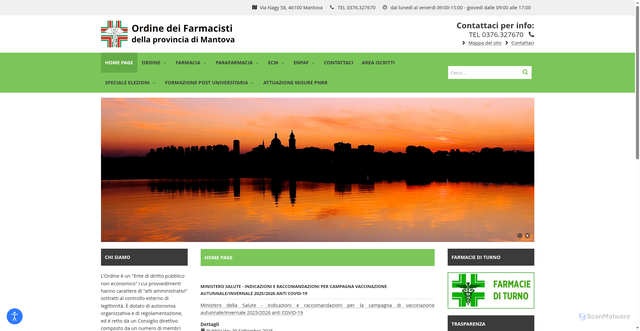Security scan screenshot of https://www.ordinefarmacistimn.it/