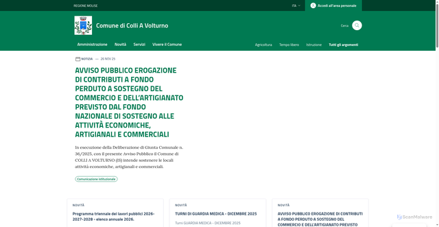 Security scan screenshot of https://comune.colliavolturno.is.it/