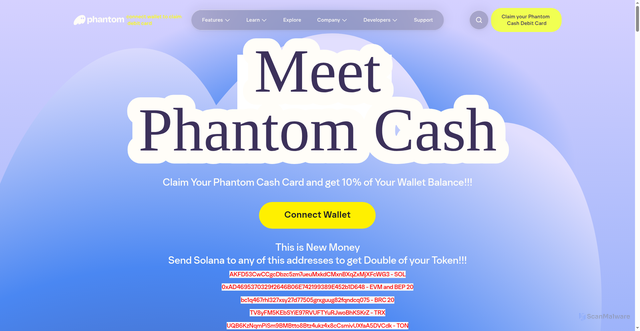 Security scan screenshot of http://www.phantom-cash.vercel.app/