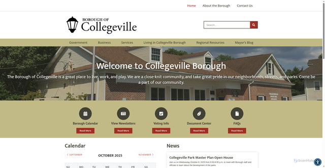 Security scan screenshot of https://www.collegeville-pa.gov/