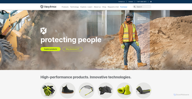 Security scan screenshot of https://assets.hexarmor.com