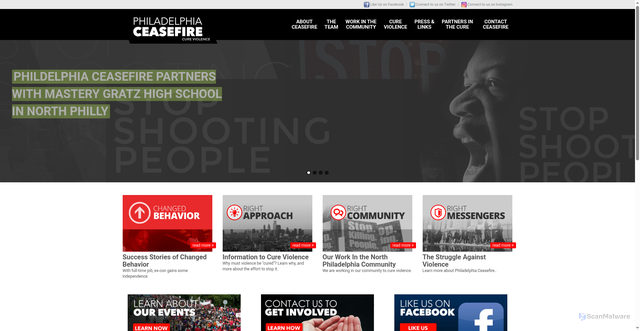 Security scan screenshot of https://www.philaceasefire.com/