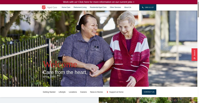 Security scan screenshot of https://agedcare.salvos.org.au/