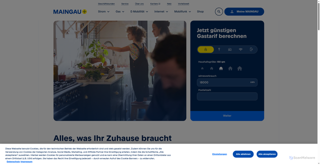 Security scan screenshot of https://maingau-energie.de
