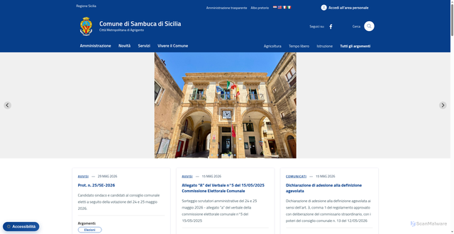 Security scan screenshot of https://www.comune.sambucadisicilia.ag.it