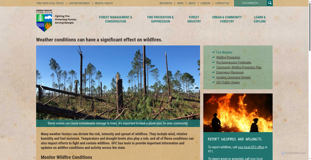 Security scan screenshot of https://gatrees.org/fire-prevention-suppression/fire-weather/