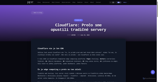 Security scan screenshot of https://test-klient-web.pages.dev/en/blog/cloudflare-preco-edge-a-nie-server?cat=tech