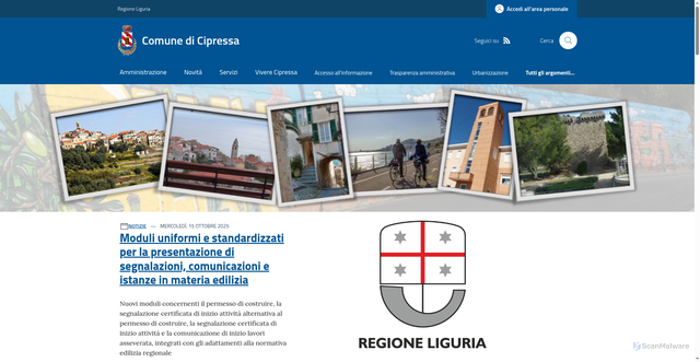 Security scan screenshot of https://www.comune.cipressa.im.it/