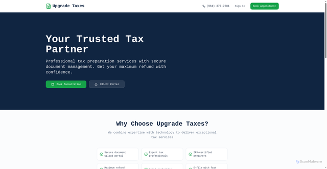 Security scan screenshot of https://upgradetaxes.com/