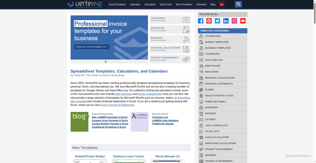Security scan screenshot of https://www.vertex42.com