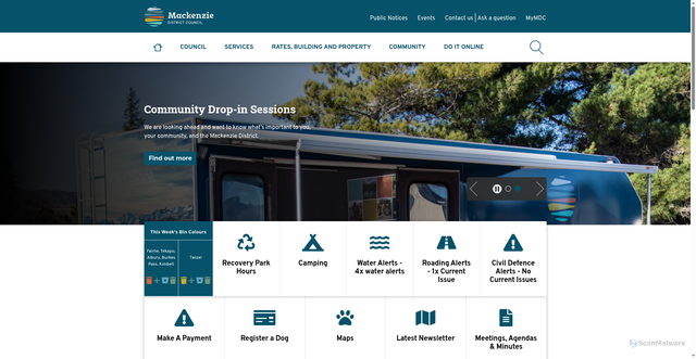 Security scan screenshot of https://www.mackenzie.govt.nz/