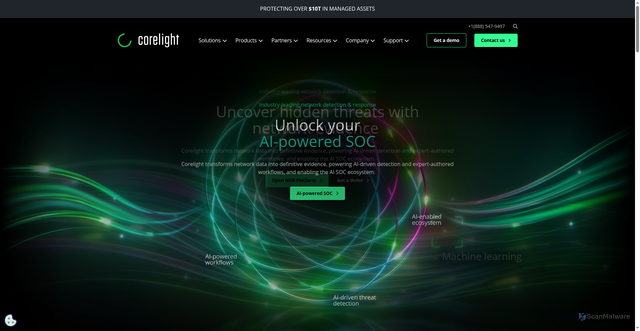 Security scan screenshot of https://corelight.com
