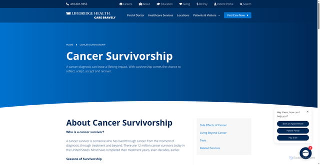 Security scan screenshot of https://www.lifebridgehealth.org/patient-services/cancer-survivorship