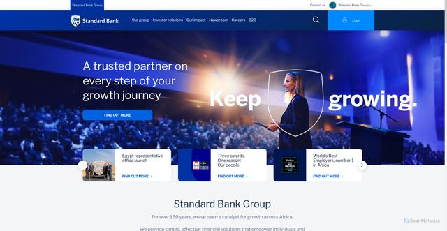 Security scan screenshot of https://standardbank.com