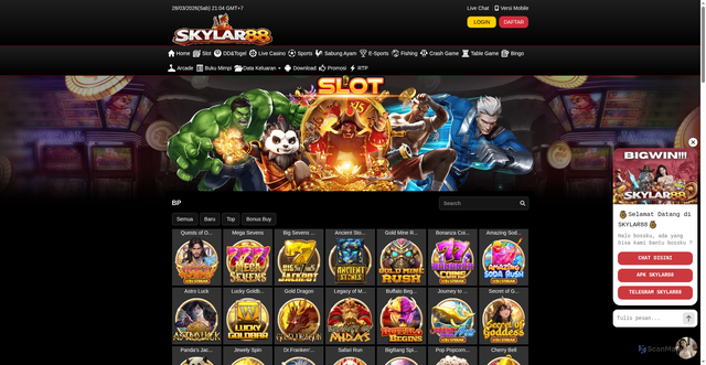 Security scan screenshot of https://skylar88apk.com/desktop/game/slot/bp