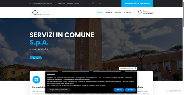 Security scan screenshot of https://www.serviziincomune.com/