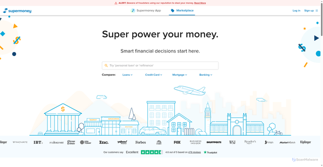 Security scan screenshot of https://supermoney.com