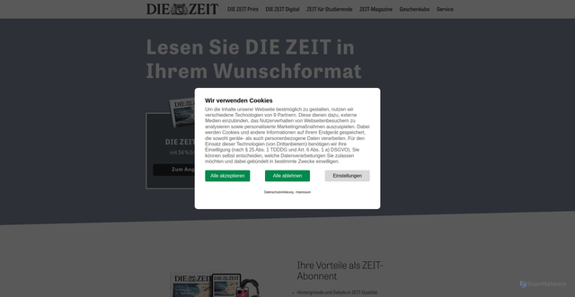 Security scan screenshot of https://abo.zeit.de