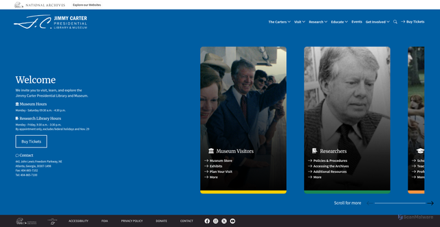 Security scan screenshot of https://www.jimmycarterlibrary.gov/