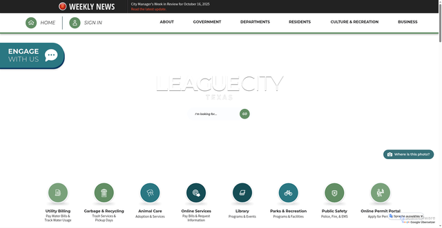 Security scan screenshot of https://www.leaguecitytx.gov/