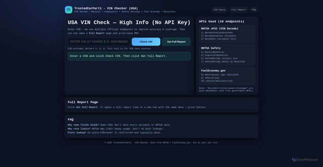 Security scan screenshot of https://vin-decoder-trustedcarpart-zui8b9nfqv.edgeone.app/