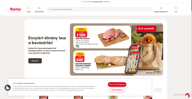 Security scan screenshot of https://auchan.hu