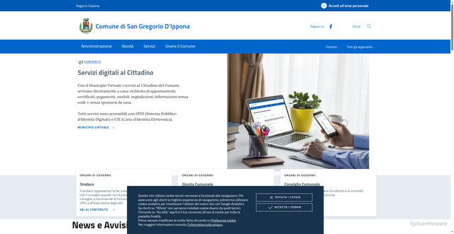 Security scan screenshot of https://www.comune.sangregoriodippona.vv.it/