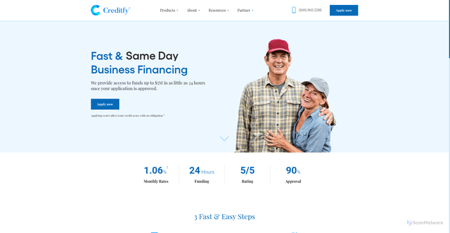 Security scan screenshot of https://creditfy.com/
