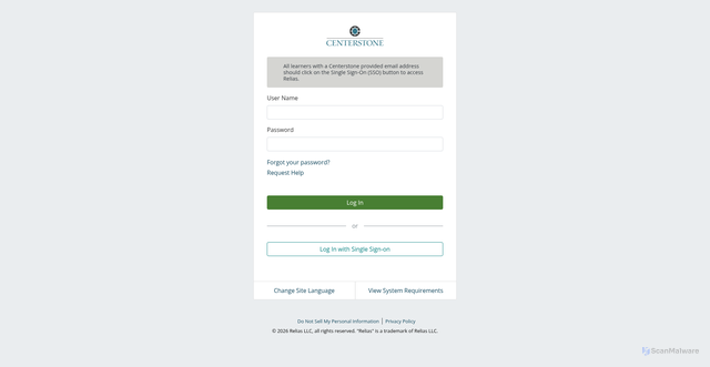 Security scan screenshot of https://centerstone.training.reliaslearning.com