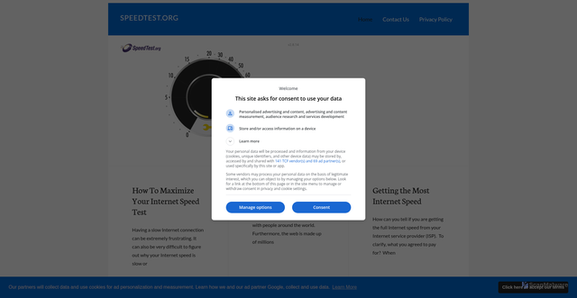 Security scan screenshot of https://www.speedtest.org/