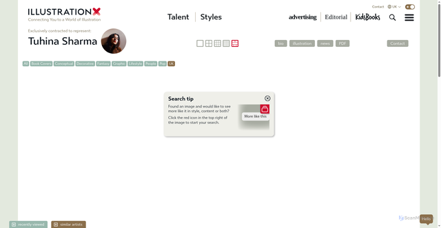Security scan screenshot of https://www.illustrationx.com/uk/artists/TuhinaSharma/styles/new-talent