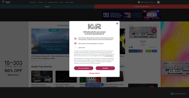 Security scan screenshot of https://kvraudio.com