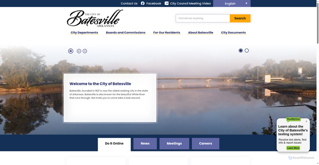 Security scan screenshot of https://www.batesvillearkansas.gov/