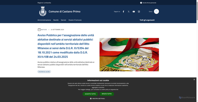 Security scan screenshot of https://www.comune.castanoprimo.mi.it/it