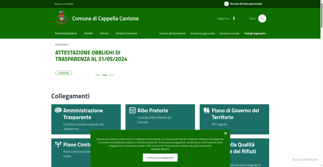 Security scan screenshot of https://www.comune.cappellacantone.cr.it/