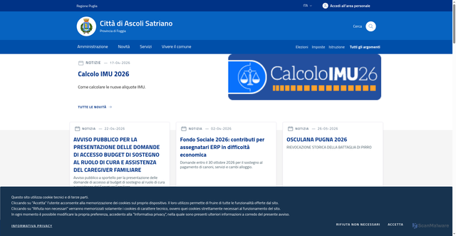 Security scan screenshot of https://www.comune.ascolisatriano.fg.it