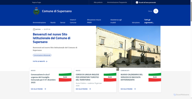 Security scan screenshot of https://www.comune.supersano.le.it/