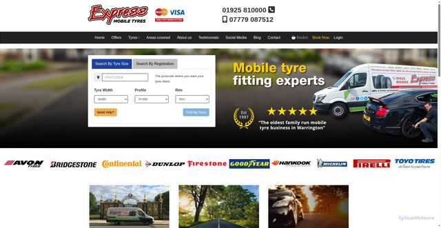 Security scan screenshot of https://expresstyres.co.uk