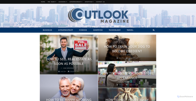 Security scan screenshot of https://outlookmagazine.ca