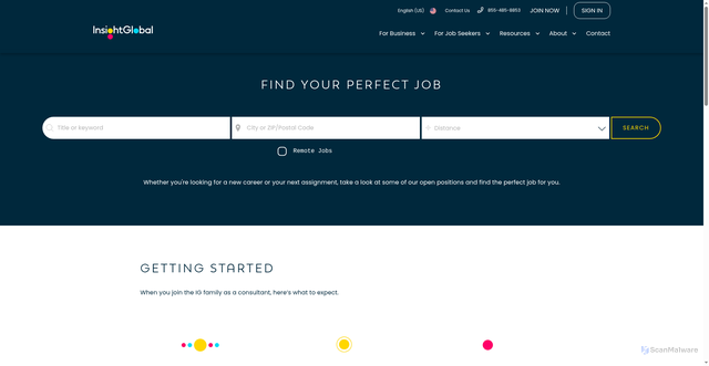 Security scan screenshot of https://jobs.insightglobal.com/