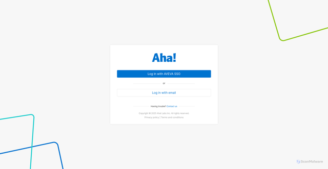 Security scan screenshot of https://aveva.aha.io