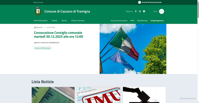Security scan screenshot of https://comune.cazzanoditramigna.vr.it/