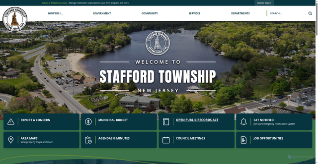 Security scan screenshot of https://staffordnj.gov/