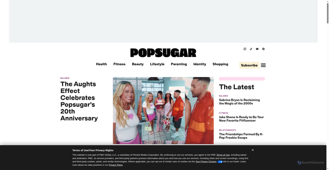 Security scan screenshot of https://popsugar.com