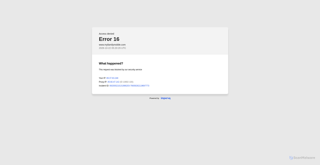 Security scan screenshot of https://www.myfamilymobile.com/shop