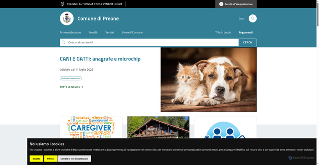 Security scan screenshot of https://www.comune.preone.ud.it/